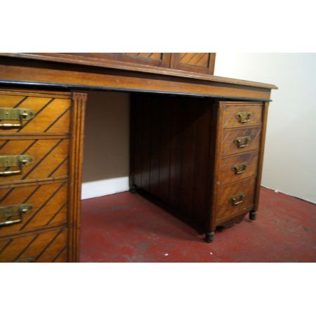 Arts and Crafts Schreibtisch Eiche Schrank Massivholz antik ca 1890