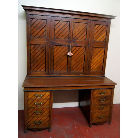 Arts and Crafts Schreibtisch Eiche Schrank Massivholz antik ca 1890