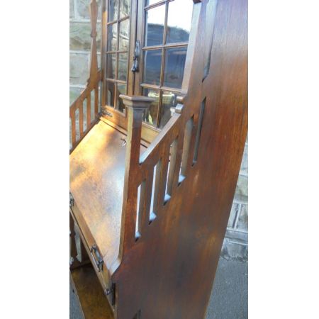 Arts & crafts Antiker Englischer Eichen Sekretär mir Bücherregalaufsatz ca. 1890