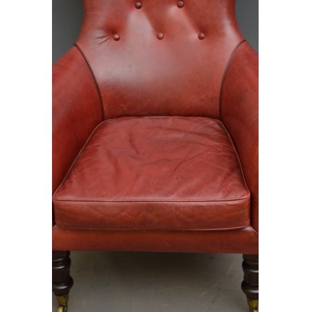 Viktorianischer Antiker Englischer Bibliotheken Sessel ca. 1850