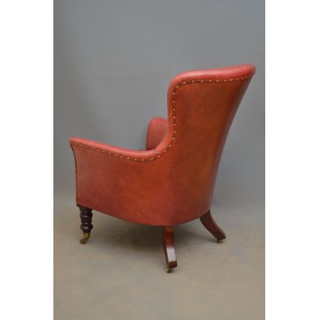 Viktorianischer Antiker Englischer Bibliotheken Sessel ca. 1850