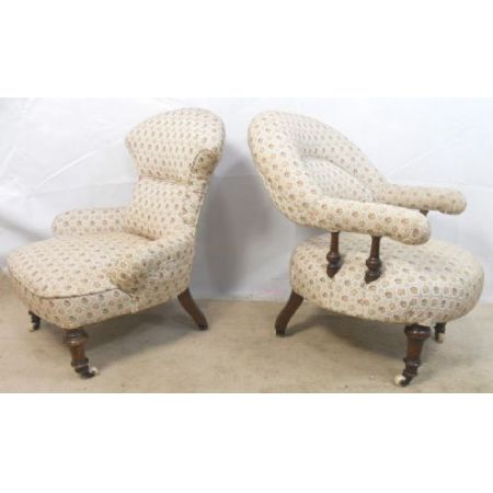 Antike Viktorianische Englische gepolsterte Stühle ca. 1860