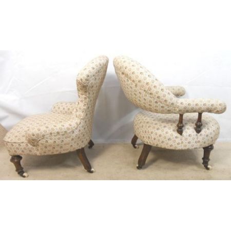 Antike Viktorianische Englische gepolsterte Stühle ca. 1860