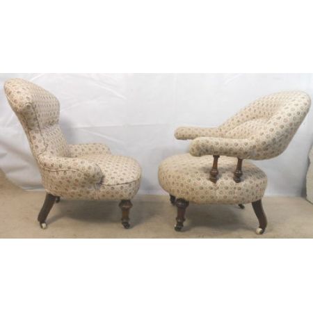 Antike Viktorianische Englische gepolsterte Stühle ca. 1860