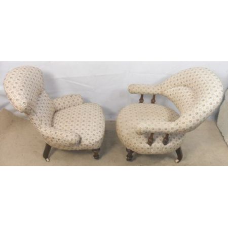 Antike Viktorianische Englische gepolsterte Stühle ca. 1860