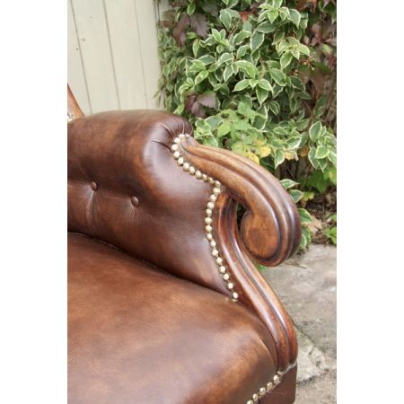 Antiker Englischer Bibliotheken Leder Sessel ca. 19. JH.