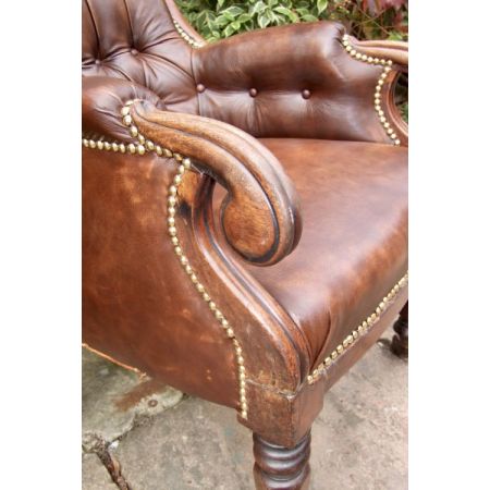 Antiker Englischer Bibliotheken Leder Sessel ca. 19. JH.