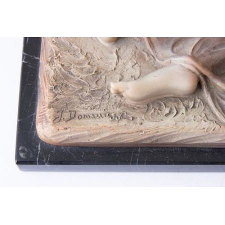 Antike Englische Terrakotta Figur Frau mit Hirsch ca. 19. JH.