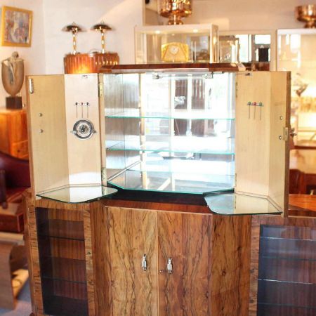 Art deco Antiker Englischer verglaster Cocktailschrank ca. 1930