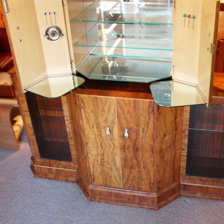 Art deco Antiker Englischer verglaster Cocktailschrank ca. 1930