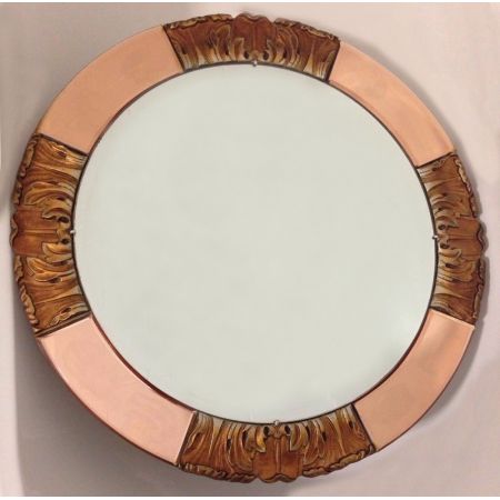 Art Deco Antiker Englischer runder Spiegel ca. 1930