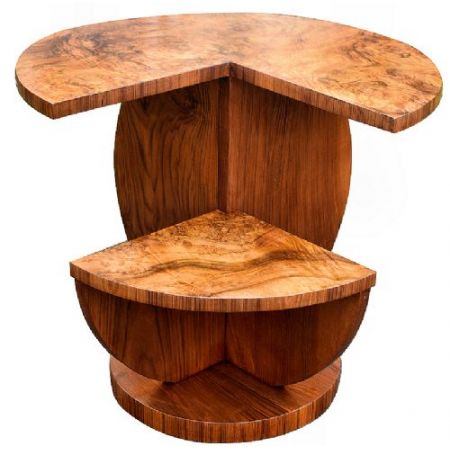 Antiker Art Deco Nussbaum Beistelltisch französisch by H. Geneste 1930