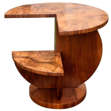 Antiker Art Deco Nussbaum Beistelltisch französisch by H. Geneste 1930