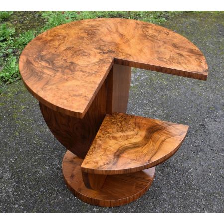 Antiker Art Deco Nussbaum Beistelltisch französisch by H. Geneste 1930