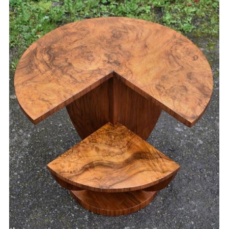 Antiker Art Deco Nussbaum Beistelltisch französisch by H. Geneste 1930