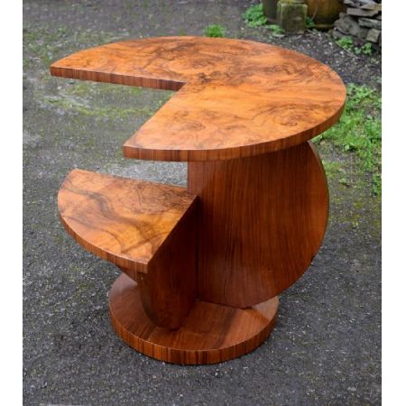 Antiker Art Deco Nussbaum Beistelltisch französisch by H. Geneste 1930