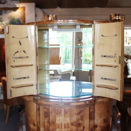 Antikes Art Deco Cocktail Cabinet Nussbaum englisch Epstein ca 1930