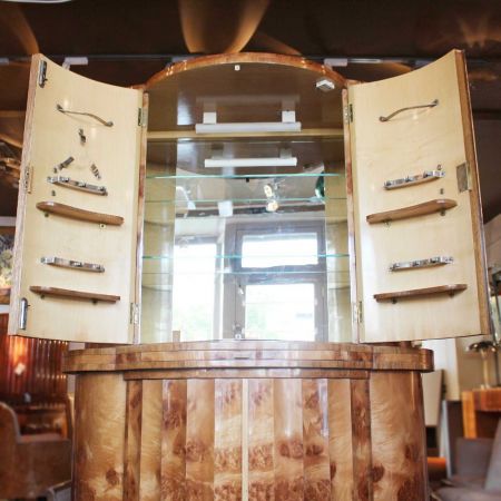 Antikes Art Deco Cocktail Cabinet Nussbaum englisch Epstein ca 1930