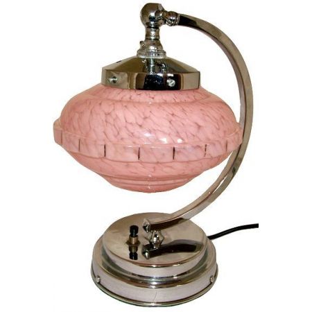 Antike Art Deco Screibtischlampe Glas Chrom ca 1930