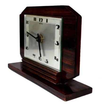 Antike Art Deco Makassar Ebenholz Kaminuhr 1930
