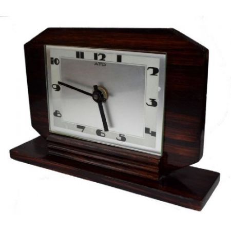 Antike Art Deco Makassar Ebenholz Kaminuhr 1930