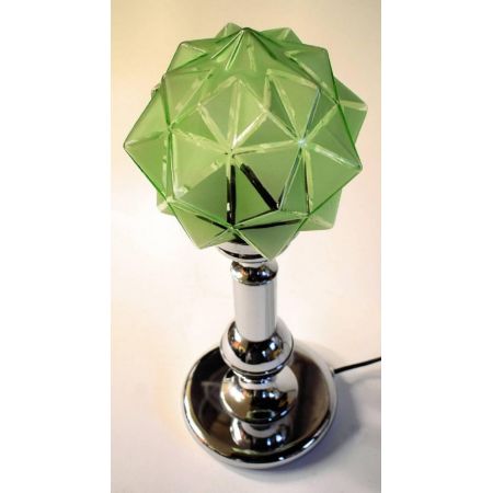 Art Deco Glas Chrom Tischlampe antik ca 1930