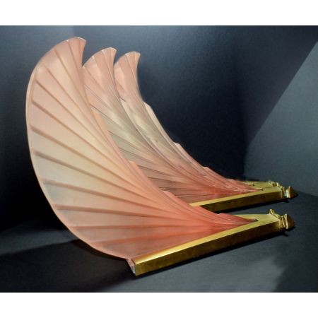 Antike Art Deco Wandlampen Bronze Glas ca 1930