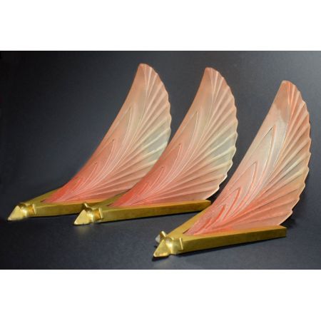 Antike Art Deco Wandlampen Bronze Glas ca 1930