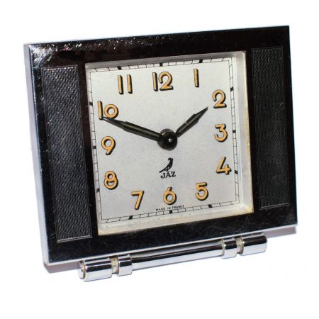 Französische antike Art Deco Uhr Wecker Chrom ca 1930