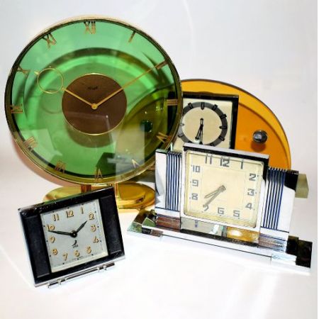 Französische antike Art Deco Uhr Wecker Chrom ca 1930