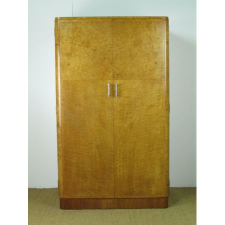 Antiker englischer Art Deco Ahorn Kleiderschrank ca 1930