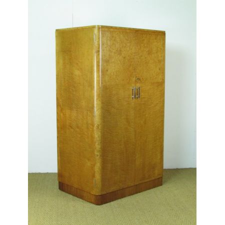 Antiker englischer Art Deco Ahorn Kleiderschrank ca 1930