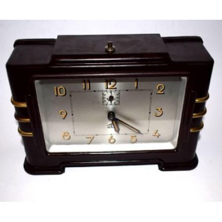 Antike französische Art Deco Bakelit Uhr Tischuhr ca 1930