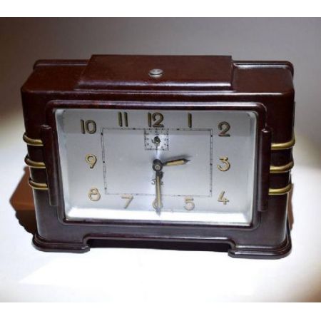 Antike französische Art Deco Bakelit Uhr Tischuhr ca 1930