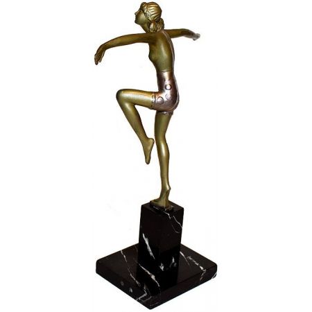 Antike Art Deco Bronzefigur Teilakt Figur "Tänzerin" ca 1930