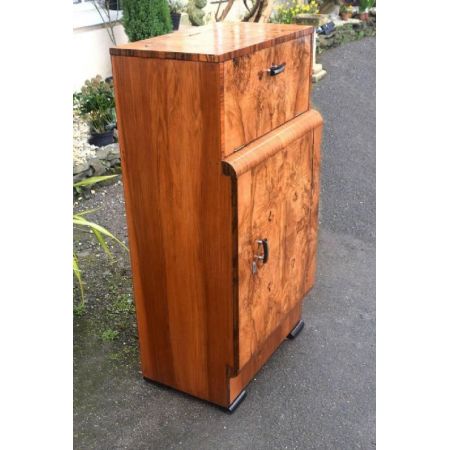 Englischer Art Deco Nussbaum Cocktailschrank antik ca 1930