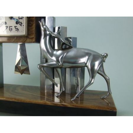 Französische Art Deco Onyx Kaminuhr Bronzefiguren original antik ca 1930