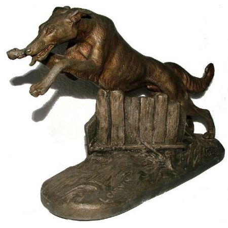 Antike französische Art Deco Bronzefigur "Windhund" Skulptur Calvin ca 1930
