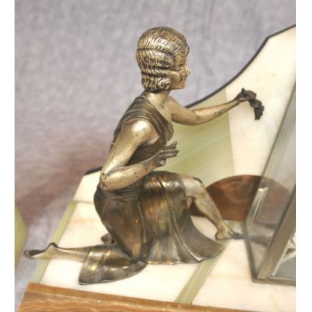 Französische Antike Art Deco Uhr Figurenset ca. 1920