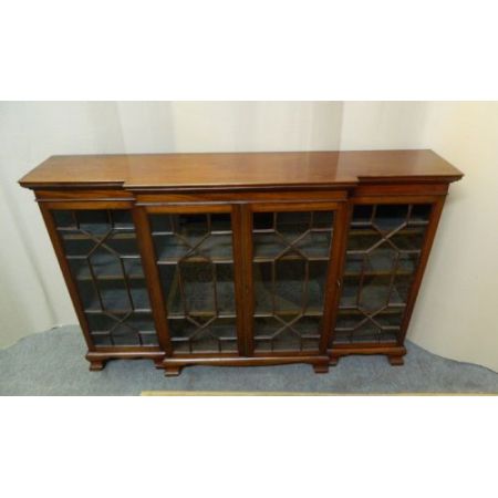 Antikes Englisches verglastes Mahagoni Breakfront Bücherregal ca. 1880