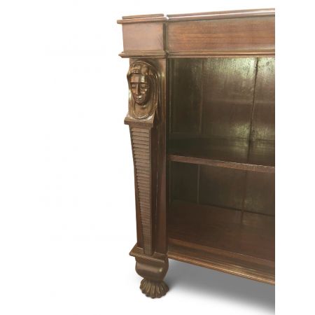 Englisches Antikes Paar Padauk Holz Empire Stil Bücherregale ca. 1930