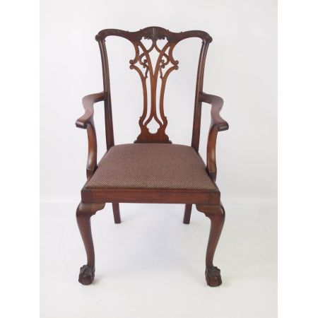 Edwardianischer antiker Chippendale Mahagoni Schreibtisch Stuhl ca 1890