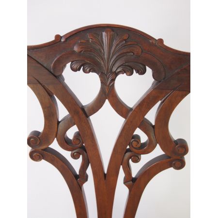 Edwardianischer antiker Chippendale Mahagoni Schreibtisch Stuhl ca 1890