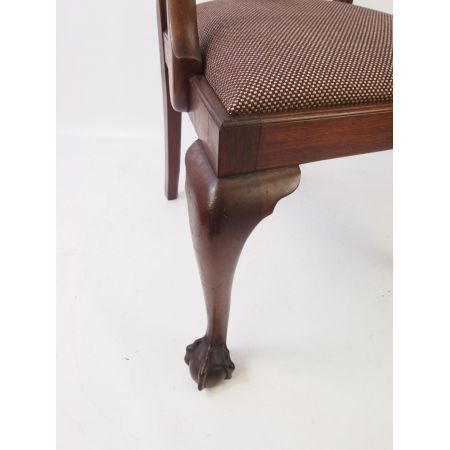 Edwardianischer antiker Chippendale Mahagoni Schreibtisch Stuhl ca 1890