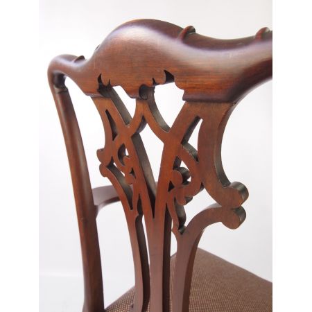 Edwardianischer antiker Chippendale Mahagoni Schreibtisch Stuhl ca 1890