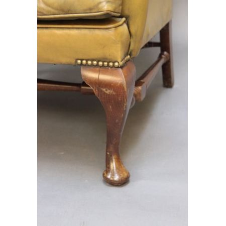 Edwardianischer antiker Mahagoni Echtleder Sessel englisch ca 1890