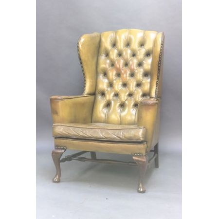 Edwardianischer antiker Mahagoni Echtleder Sessel englisch ca 1890