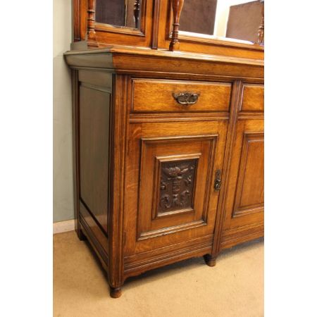 Antikes viktorianisches Sideboard Eiche Spiegel englisch ca 1890