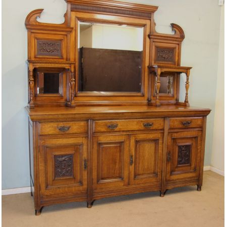 Antikes viktorianisches Sideboard Eiche Spiegel englisch ca 1890
