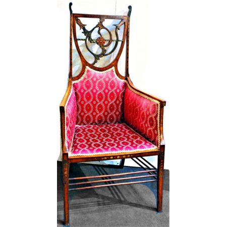 Edwardianischer Englischer Antiker Satinholz Stuhl ca. 1900